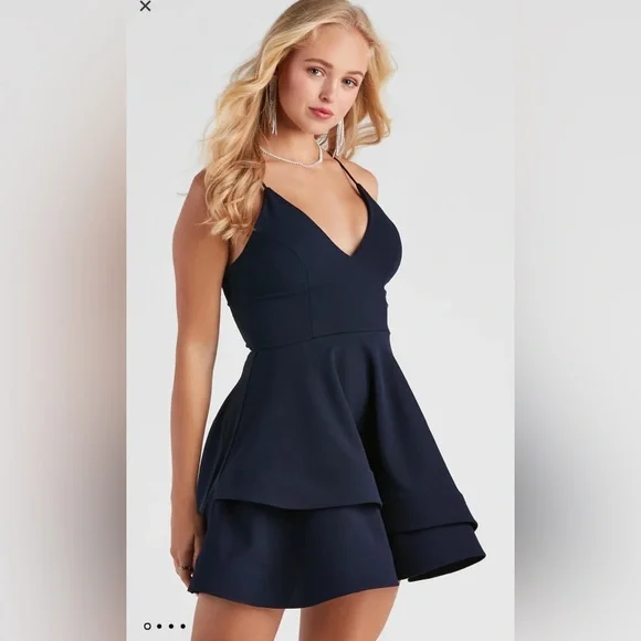 Windsor Dresses | Windsor Isabella Lace Up Back Skater Dress Navy - Small | Color: Blue | Size: S | Trcook242's Closet Windsor Dresses | Windsor Isabella Lace Up Back Skater Dress Navy - Small | Color: Blue | Size: S | Trcook242's Closet